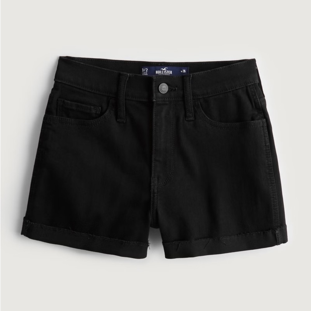 HOLLISTER BLACK DENIM HIGH WAISTED SHORTS